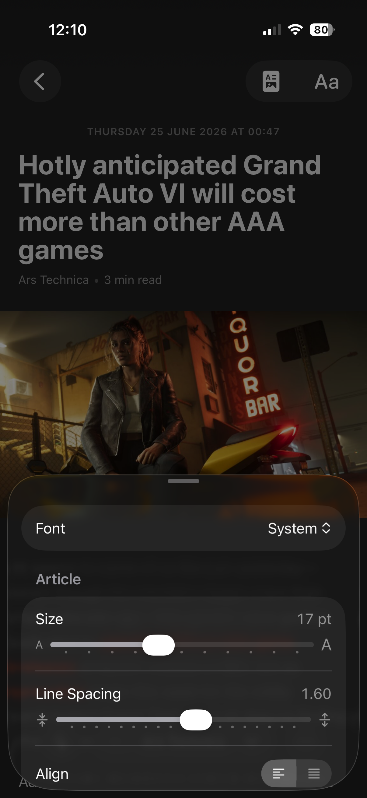 Adjusting fonts, size and spacing right on the article